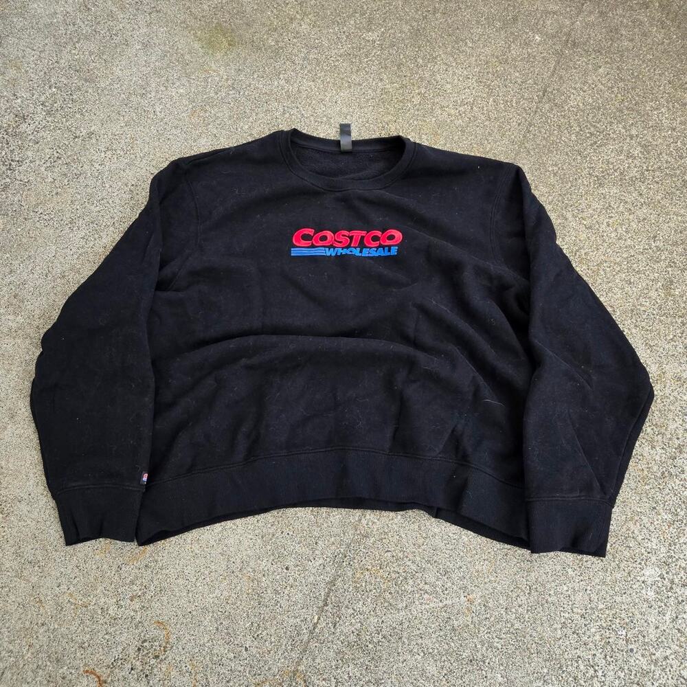Vtg Y2k COSTCO WHOLESALE Embroidered Spellout Logo Baggy Crewneck Sweatshirt XXL